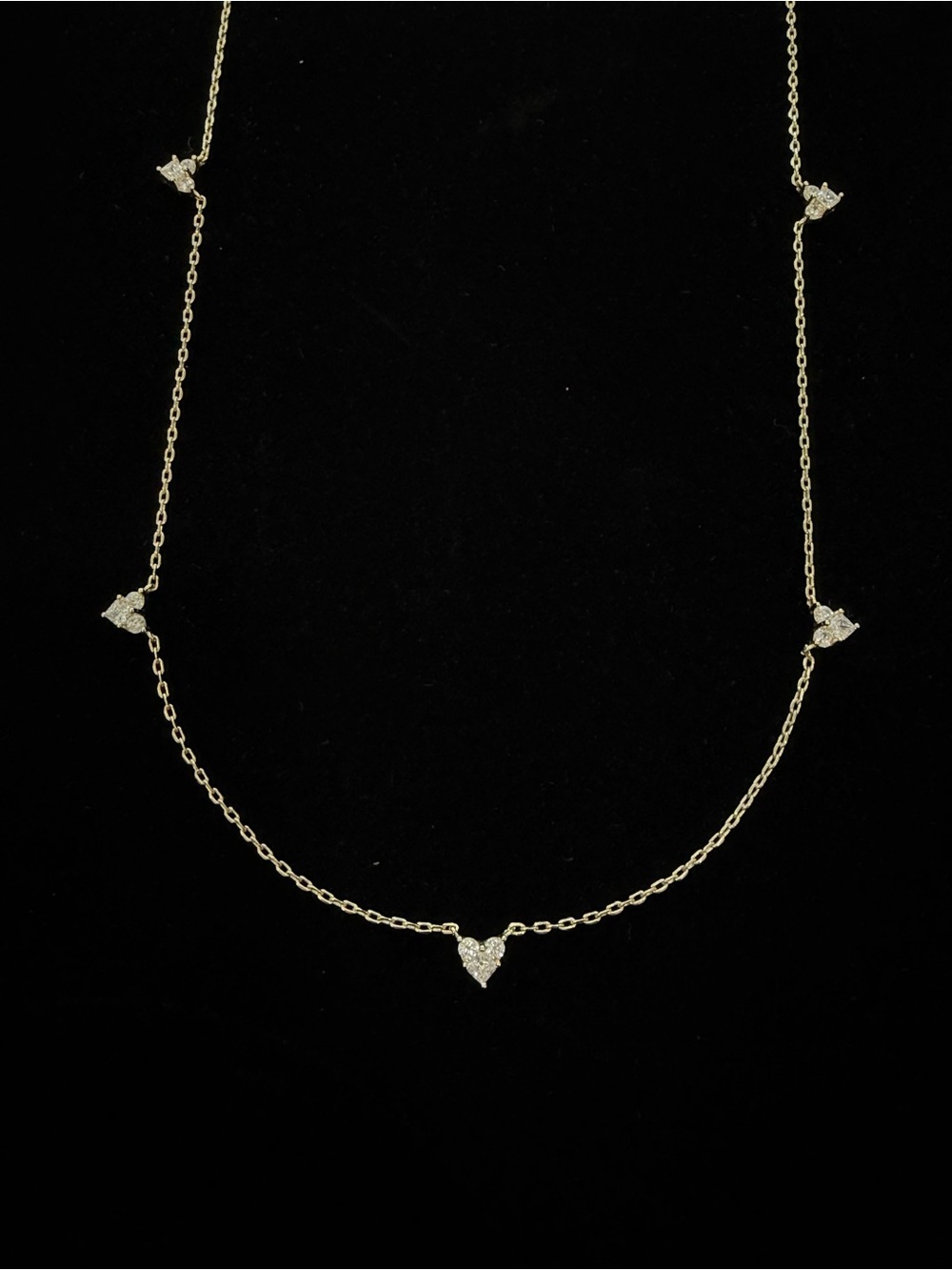 Delicate Heart Station Necklace - Gold